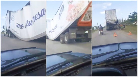 Camión refrigerado de una Mipyme sufre accidente en carretera de Las Tunas