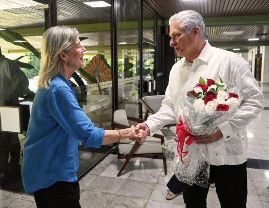 La Princesa Carolina de Mónaco es recibida por Díaz-Canel durante su visita oficial a Cuba